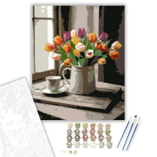 Számfestő.hu Színes Tulipánok Kancsóban - számfestő készlet – 50×60 cm (Keret nélkül) kreatív és készségfejlesztő