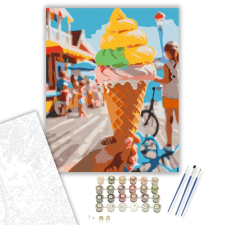 Számfestő.hu Szivárványfagyi a Tengerparton - számfestő készlet – 40×50 cm (Keretre feszítve) kreatív és készségfejlesztő