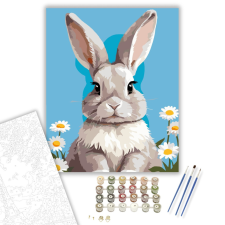 Számfestő.hu Szürke Nyuszi - számfestő készlet – 40×50 cm (Keretre feszítve) kreatív és készségfejlesztő