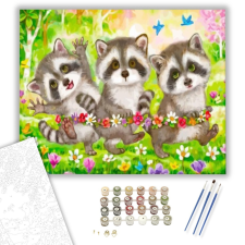 Számfestő.hu Táncoló mosómedvék - számfestő készlet – 40×50 cm (Keretre feszítve) kreatív és készségfejlesztő