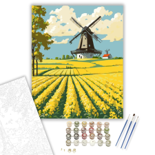 Számfestő.hu Tavaszi Repceföld és Szélmalom - számfestő készlet – 40×50 cm (Keretre feszítve) kreatív és készségfejlesztő
