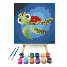 Számfestő.hu Teknős - gyerek számfestő készlet – 20×20 cm (Keretre feszítve) kreatív és készségfejlesztő