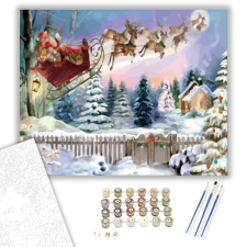 Számfestő.hu Télapó a suhanó szánnal - számfestő készlet – 40×50 cm (Keretre feszítve) kreatív és készségfejlesztő