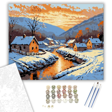 Számfestő.hu Téli Alkonyi Harmónia - számfestő készlet – 40×50 cm (Keretre feszítve) kreatív és készségfejlesztő