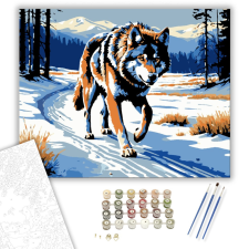 Számfestő.hu Téli Farkas Kóborlás - számfestő készlet – 40×50 cm (Keretre feszítve) kreatív és készségfejlesztő