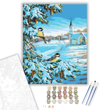 Számfestő.hu Téli Madarak - számfestő készlet – 40×50 cm (Keretre feszítve) kreatív és készségfejlesztő