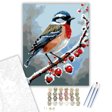 Számfestő.hu Téli Madárdal Harmóniája - számfestő készlet – 40×50 cm (Keretre feszítve) kreatív és készségfejlesztő