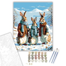 Számfestő.hu Téli Nyuszi Kompánia - számfestő készlet – 60×70 cm (Keretre feszítve) kreatív és készségfejlesztő