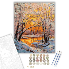 Számfestő.hu Téli Tó - számfestő készlet – 40×50 cm (Keretre feszítve) kreatív és készségfejlesztő