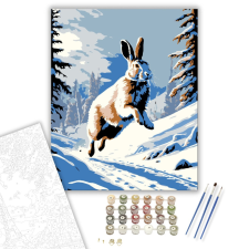 Számfestő.hu Téli Üdvözlet – Szökellő Nyúl - számfestő készlet – 40×50 cm (Keretre feszítve) kreatív és készségfejlesztő