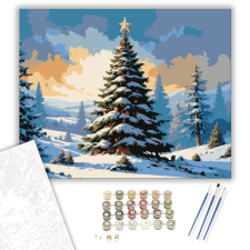 Számfestő.hu Téli Ünnep Fényei - számfestő készlet – 40×50 cm (Keretre feszítve) kreatív és készségfejlesztő