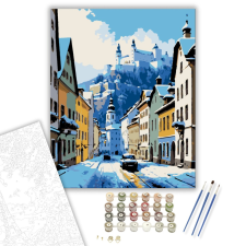 Számfestő.hu Téli Városi Harmónia - számfestő készlet – 40×50 cm (Keretre feszítve) kreatív és készségfejlesztő