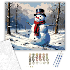 Számfestő.hu Téli Vidám Hóember - számfestő készlet – 80×100 cm (Keret nélkül) kreatív és készségfejlesztő