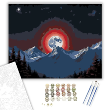 Számfestő.hu Teljes Holdfogyatkozás Hegyi Tájjal - számfestő készlet – 60×70 cm (Keretre feszítve) kreatív és készségfejlesztő
