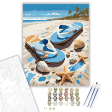 Számfestő.hu Tengerparti Flip-Flop Nyár - számfestő készlet – 50×60 cm (Keret nélkül) kreatív és készségfejlesztő