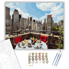 Számfestő.hu Teraszos Villásreggeli - számfestő készlet – 40×50 cm (Keretre feszítve) kreatív és készségfejlesztő