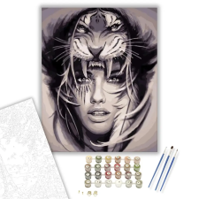Számfestő.hu Tigris álarc - számfestő készlet – 50×60 cm (Keretre feszítve) kreatív és készségfejlesztő