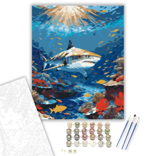 Számfestő.hu Tigriscápa a Színpompás Zátonynál - számfestő készlet – 40×50 cm (Keretre feszítve) kreatív és készségfejlesztő