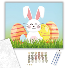 Számfestő.hu Tojásos Nyuszi - húsvéti számfestő készlet – 40×50 cm (Keretre feszítve) kreatív és készségfejlesztő