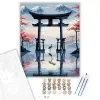 Számfestő.hu Torii Kapu és Darvak a Nyugalom Tükrében - számfestő készlet – 60×70 cm (Keretre feszítve)