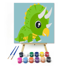 Számfestő.hu Triceratropsz - gyerek számfestő készlet – 20×20 cm (Keretre feszítve) kreatív és készségfejlesztő
