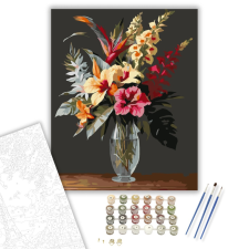 Számfestő.hu Trópusi Virágcsokor - számfestő készlet – 40×50 cm (Keretre feszítve) kreatív és készségfejlesztő