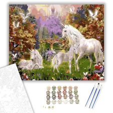 Számfestő.hu Unikornis Család - számfestő készlet – 40×50 cm (Keretre feszítve) kreatív és készségfejlesztő