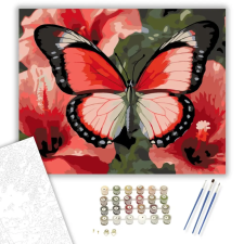 Számfestő.hu Üvegszárnyú Pillangó Hibiszkuszon - számfestő készlet – 60×70 cm (Keretre feszítve) kreatív és készségfejlesztő
