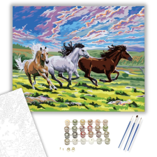 Számfestő.hu Vágtató Lovak - számfestő készlet – 40×50 cm (Keretre feszítve) kreatív és készségfejlesztő