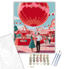 Számfestő.hu Valentin-napi Randevú Vidámparkban - számfestő készlet – 40×50 cm (Keretre feszítve) kreatív és készségfejlesztő