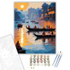 Számfestő.hu Varanasi Hajnal a Gangesz Partján - számfestő készlet – 50×60 cm (Keretre feszítve)