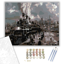 Számfestő.hu Városi Gőzmozdony - számfestő készlet – 40×50 cm (Keretre feszítve) kreatív és készségfejlesztő