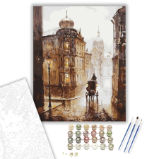 Számfestő.hu Városi Lovaskocsi - számfestő készlet – 40×50 cm (Keretre feszítve) kreatív és készségfejlesztő