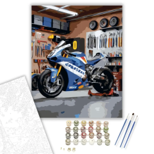 Számfestő.hu Versenymotor a Szerelőműhelyben - számfestő készlet – 60×70 cm (Keretre feszítve) kreatív és készségfejlesztő