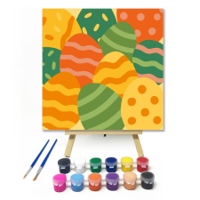 Számfestő.hu Vidám Húsvéti Tojások - gyerek számfestő készlet – 20×20 cm (Keretre feszítve) kreatív és készségfejlesztő