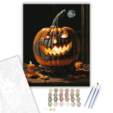 Számfestő.hu Viharos éj töklámpással - számfestő készlet – 40×50 cm (Keretre feszítve) kreatív és készségfejlesztő