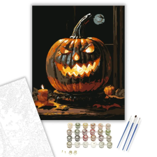 Számfestő.hu Viharos éj töklámpással - számfestő készlet – 80×100 cm (Keretre feszítve) kreatív és készségfejlesztő