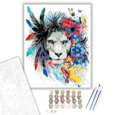 Számfestő.hu Virág és Oroszlán - számfestő készlet – 40×50 cm (Keretre feszítve) kreatív és készségfejlesztő