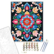 Számfestő.hu Virágkert Mandala Élénk Színekkel - számfestő készlet – 50×60 cm (Keret nélkül) kreatív és készségfejlesztő