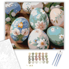 Számfestő.hu Virágmintás Húsvéti Tojások - számfestő készlet – 40×50 cm (Keretre feszítve) kreatív és készségfejlesztő