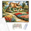 Számfestő.hu Virágos Kunyhó Idillje - számfestő készlet – 40×50 cm (Keretre feszítve)