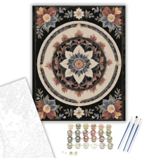 Számfestő.hu Virágos Mandala Bonyolult Mintázattal - számfestő készlet – 80×100 cm (Keretre feszítve) kreatív és készségfejlesztő