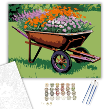 Számfestő.hu Virágos Taliga Harmóniája - számfestő készlet – 40×50 cm (Keretre feszítve) kreatív és készségfejlesztő