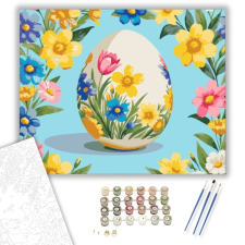 Számfestő.hu Virágos Tojás - húsvéti számfestő készlet – 40×50 cm (Keretre feszítve) kreatív és készségfejlesztő