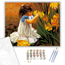 Számfestő.hu Virágszedő Kölyök - számfestő készlet – 40×50 cm (Keretre feszítve) kreatív és készségfejlesztő