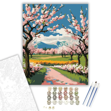 Számfestő.hu Virágzó Tavaszi Út - számfestő készlet – 80×100 cm (Keretre feszítve) kreatív és készségfejlesztő