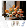 Számfestő.hu Vizes Tulipáncsokor az Ablakpárkányon - számfestő készlet – 40×50 cm (Keretre feszítve)