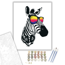 Számfestő.hu Zebra Napszemüvegben - számfestő készlet – 40×50 cm (Keretre feszítve) kreatív és készségfejlesztő
