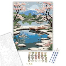 Számfestő.hu Zen Kert Tavaszi Cseresznyevirágzás - számfestő készlet – 80×100 cm (Keretre feszítve) kreatív és készségfejlesztő