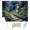 Számfestő.hu Zen Kerti Út Kőlámpással és Páfrányokkal - számfestő készlet – 40×50 cm (Keretre feszítve)